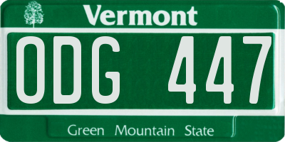 VT license plate ODG447