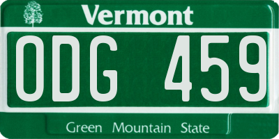 VT license plate ODG459