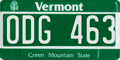VT license plate ODG463
