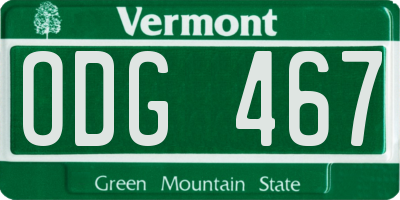 VT license plate ODG467