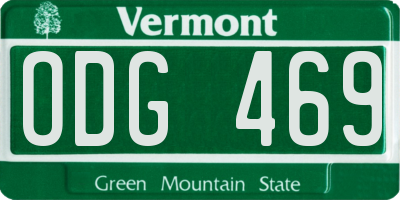 VT license plate ODG469