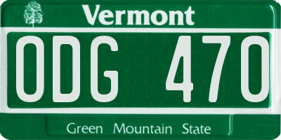 VT license plate ODG470