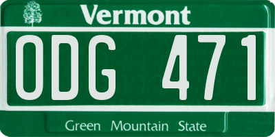 VT license plate ODG471
