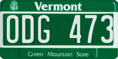 VT license plate ODG473
