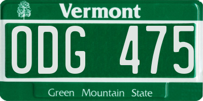 VT license plate ODG475
