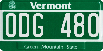VT license plate ODG480