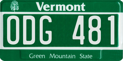 VT license plate ODG481