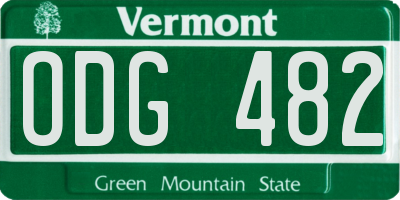 VT license plate ODG482
