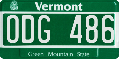VT license plate ODG486
