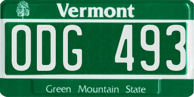 VT license plate ODG493