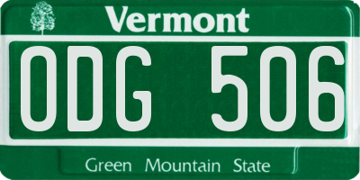 VT license plate ODG506