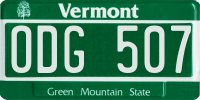 VT license plate ODG507