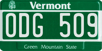 VT license plate ODG509