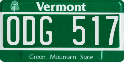 VT license plate ODG517