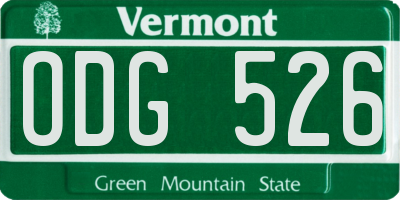 VT license plate ODG526