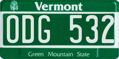 VT license plate ODG532
