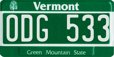 VT license plate ODG533