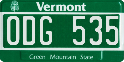 VT license plate ODG535