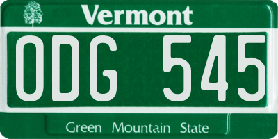 VT license plate ODG545