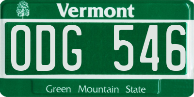 VT license plate ODG546