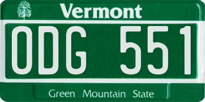 VT license plate ODG551