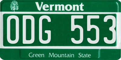 VT license plate ODG553