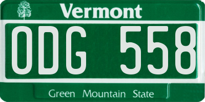 VT license plate ODG558