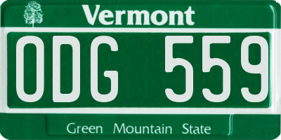 VT license plate ODG559
