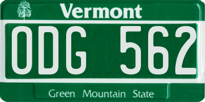 VT license plate ODG562