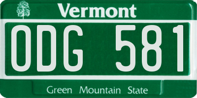 VT license plate ODG581
