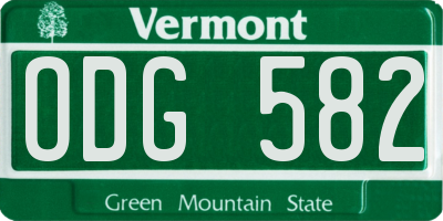 VT license plate ODG582