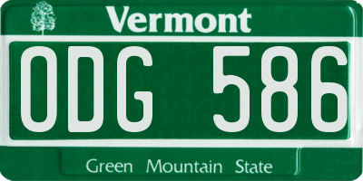 VT license plate ODG586