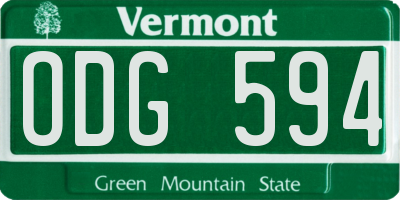 VT license plate ODG594