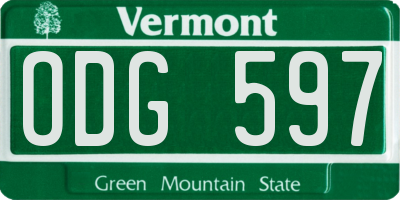 VT license plate ODG597