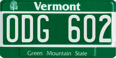 VT license plate ODG602