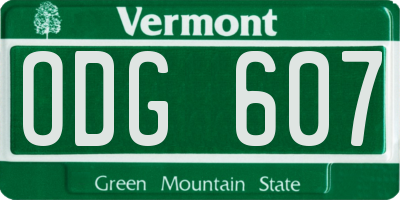VT license plate ODG607