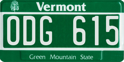 VT license plate ODG615