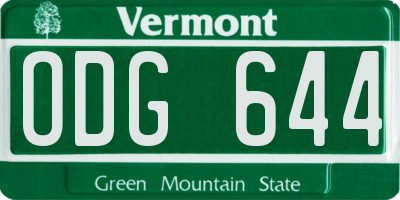 VT license plate ODG644