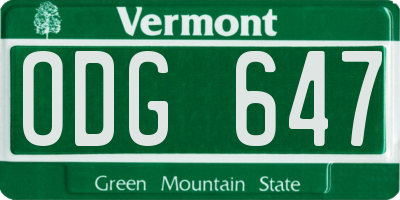 VT license plate ODG647