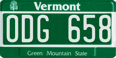 VT license plate ODG658