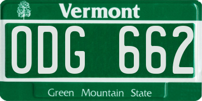 VT license plate ODG662