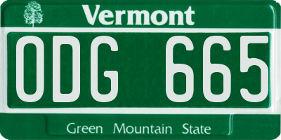 VT license plate ODG665