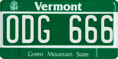 VT license plate ODG666