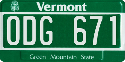 VT license plate ODG671