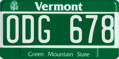 VT license plate ODG678