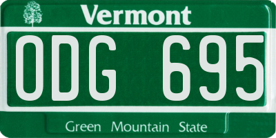 VT license plate ODG695