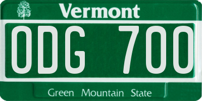 VT license plate ODG700