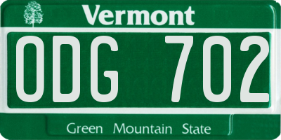 VT license plate ODG702