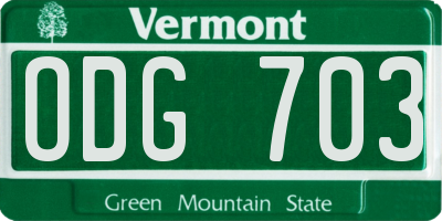 VT license plate ODG703