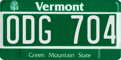 VT license plate ODG704